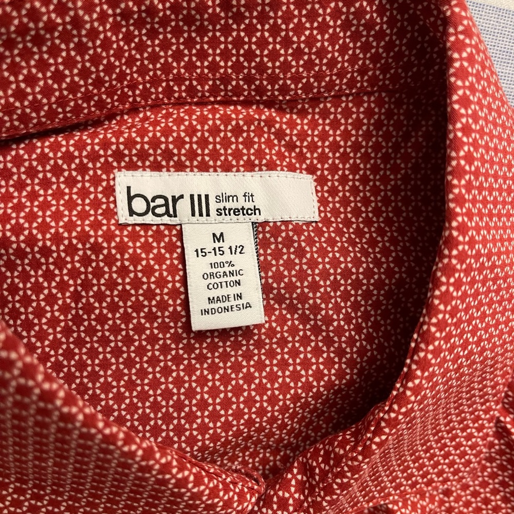 Bar III Red Dress Shirt with Geometric Pattern